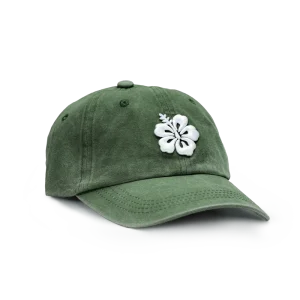 CASQUETTE BRODÉE 3D HIBISCUS VERT MENTHE