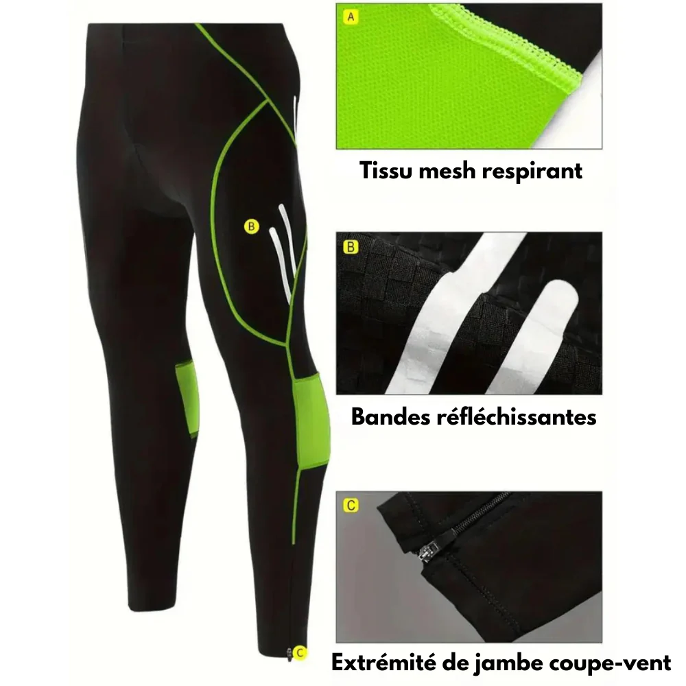 Collant de cyclisme long respirant avec renfort en gel – Image 3