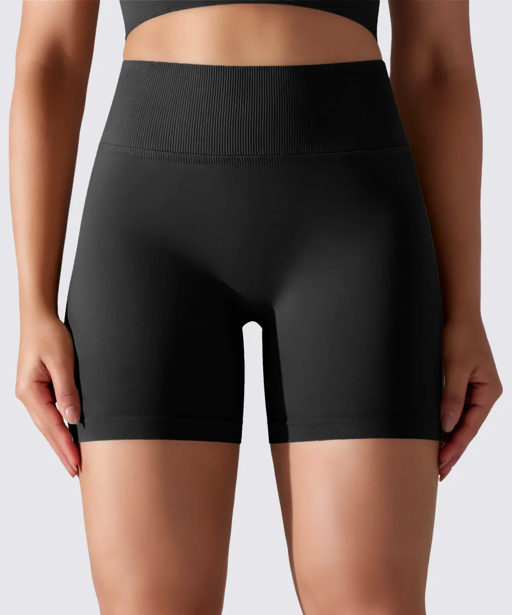 SHORT FEMME YOGA-PILATES-FITNESS TAILLE HAUTE EXTENSIBLE NOIR – Image 2