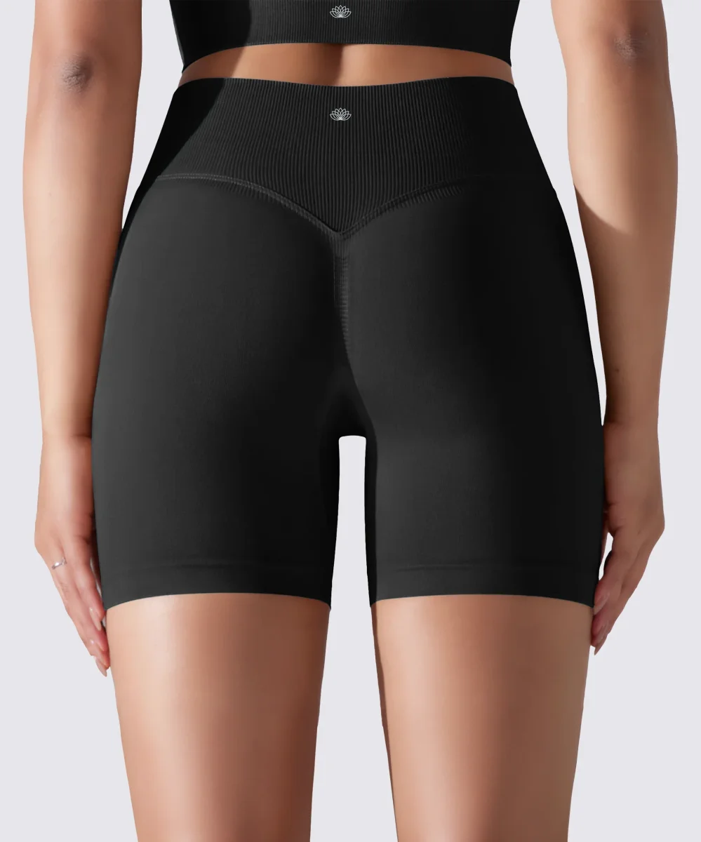SHORT FEMME YOGA-PILATES-FITNESS TAILLE HAUTE EXTENSIBLE NOIR – Image 3