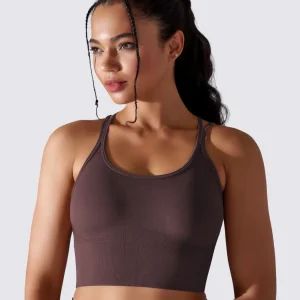 BRASSIÈRE DE SPORT YOGA PILATES & FITNESS MAINTIEN OPTIMAL PRUNE