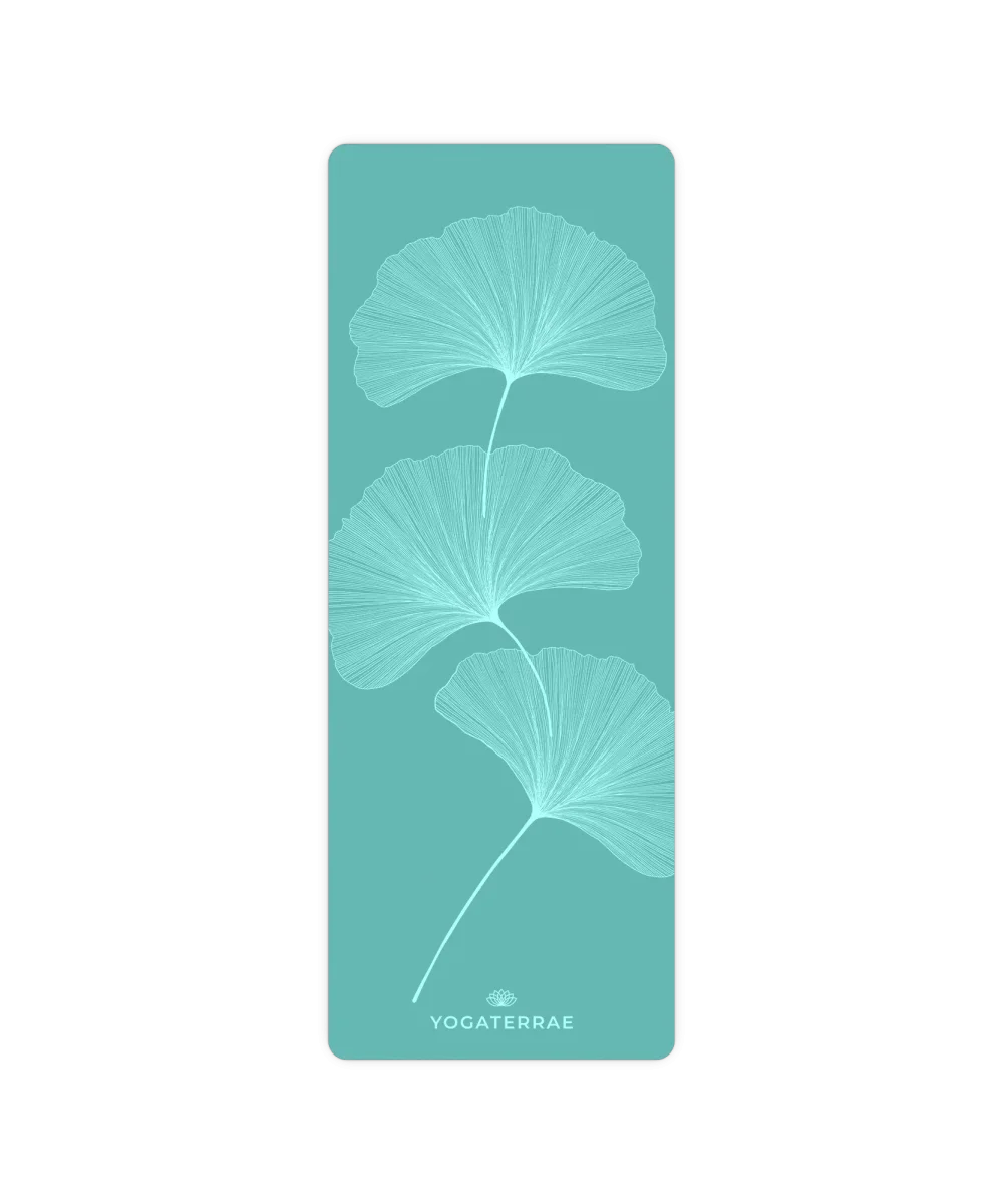 TAPIS DE YOGA GINKGOS VERT MENTHE LIGHT EN PU-CAOUTCHOUC NATUREL AVEC SAC – Image 6