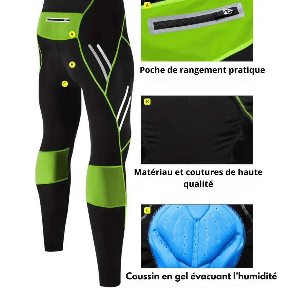 Collant de cyclisme long respirant avec renfort en gel – Image 2